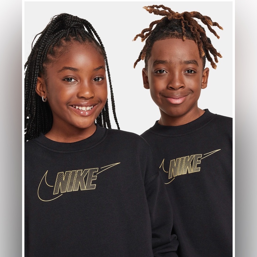Nike Kids Black and Gold Logo Sweatshirt